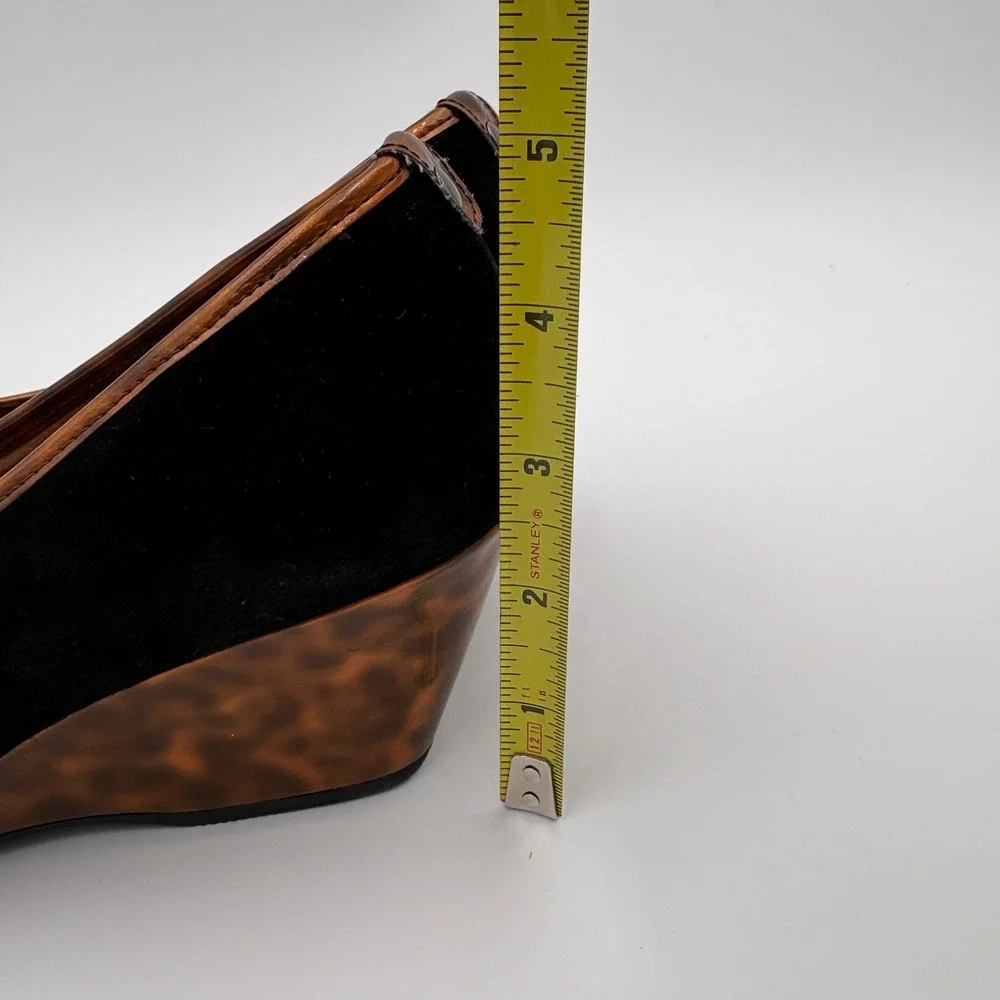 Eurosoft Black Suede Wedge Heels with Chain Detail Women's Size‎ 8M